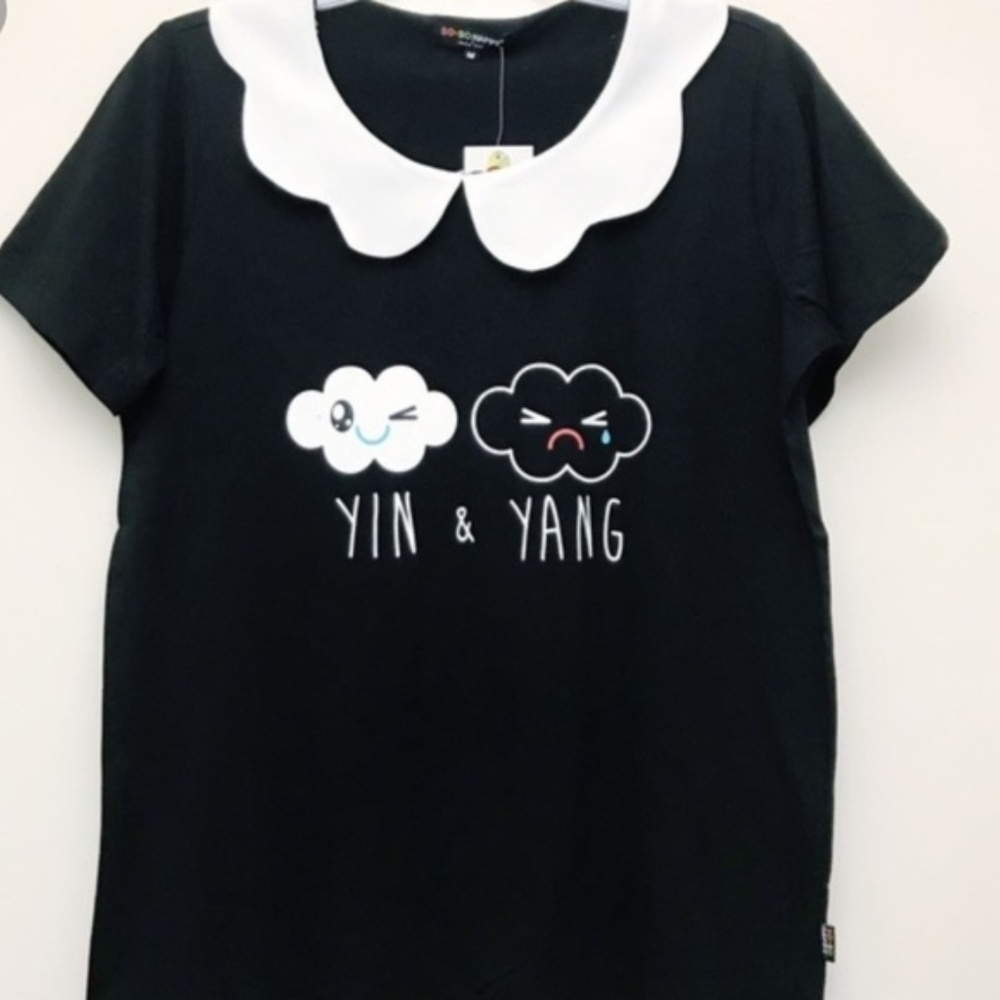 Yin & Yang So So Happy Black & White Girly T-Shirt - Picture 3 of 4